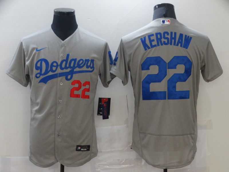 Men Los Angeles Dodgers #22 Kershaw Grey Elite 2021 Nike MLB Jersey->los angeles dodgers->MLB Jersey
